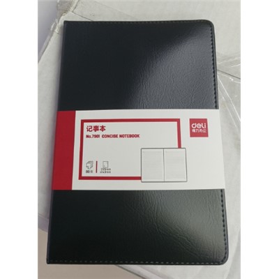 得力 7301 薄本冊(cè) 商務(wù)經(jīng)典皮面本辦公用品 會(huì)議記事本25K黑色日記本筆記本子文具